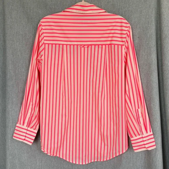 NWT a new day Women Neon Stripe Cotton Blend Button Down Shirt Sz M Work - Picture 5 of 11